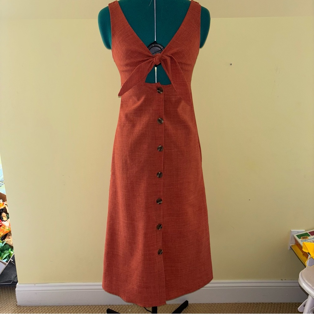 Elegant Rust Sleeveless Dress